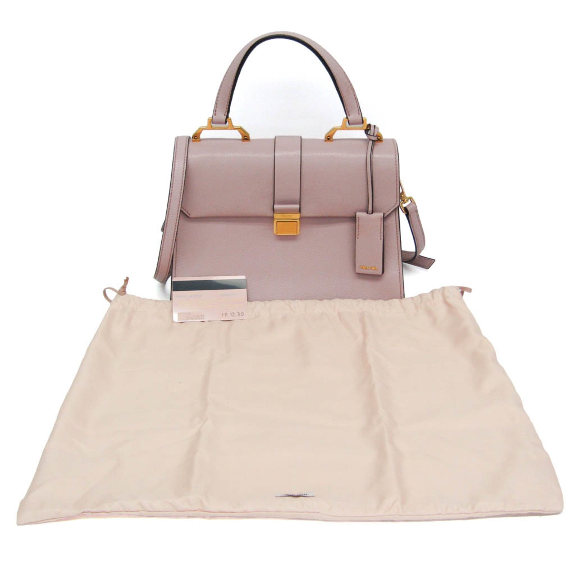 Miu Miu Madras Convertible Compartment Top Handle Leather Pink Leather Handbag (Pre-Owned)