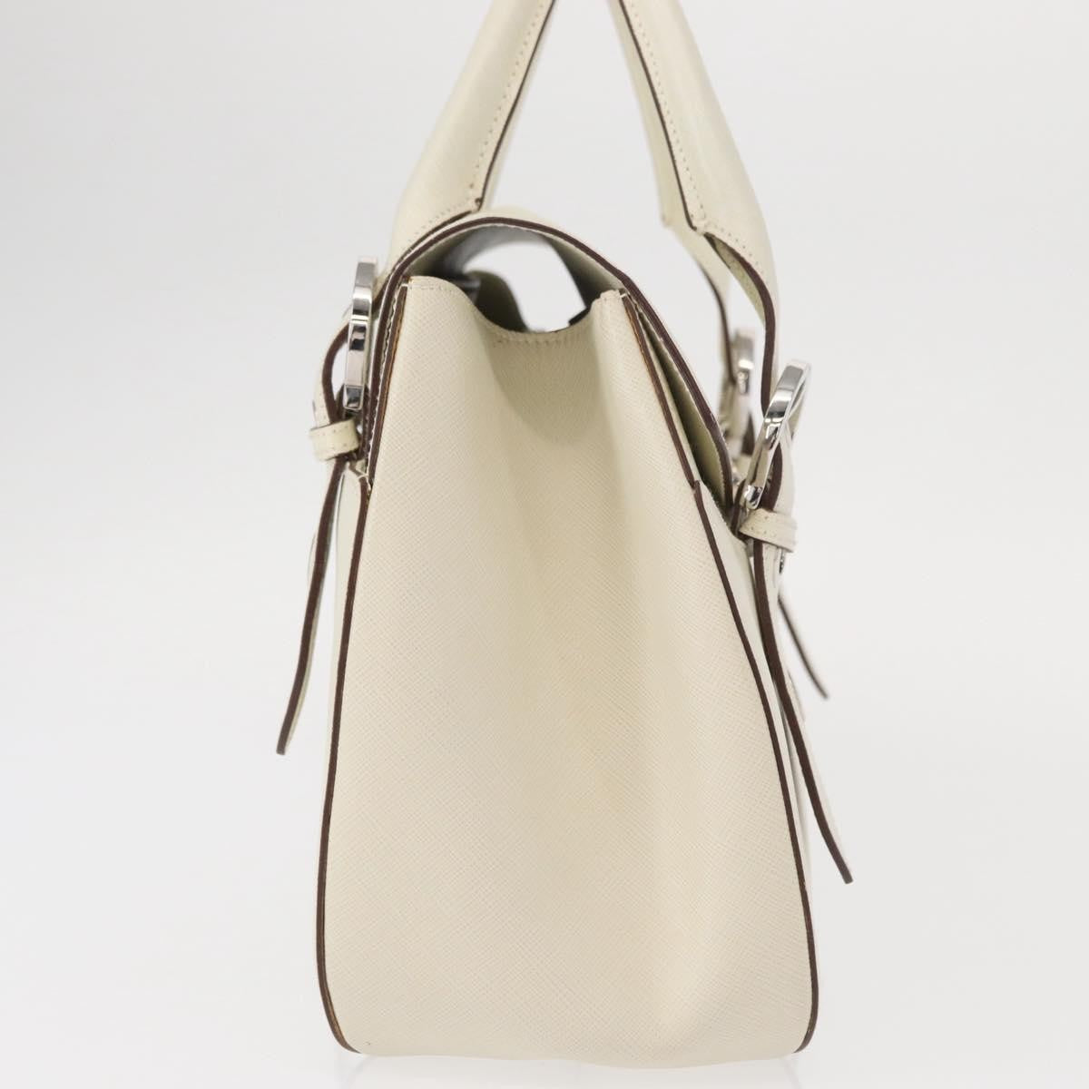 Salvatore Ferragamo Gancini Leather White Leather Shoulder Bag Bag (Pre-Owned)