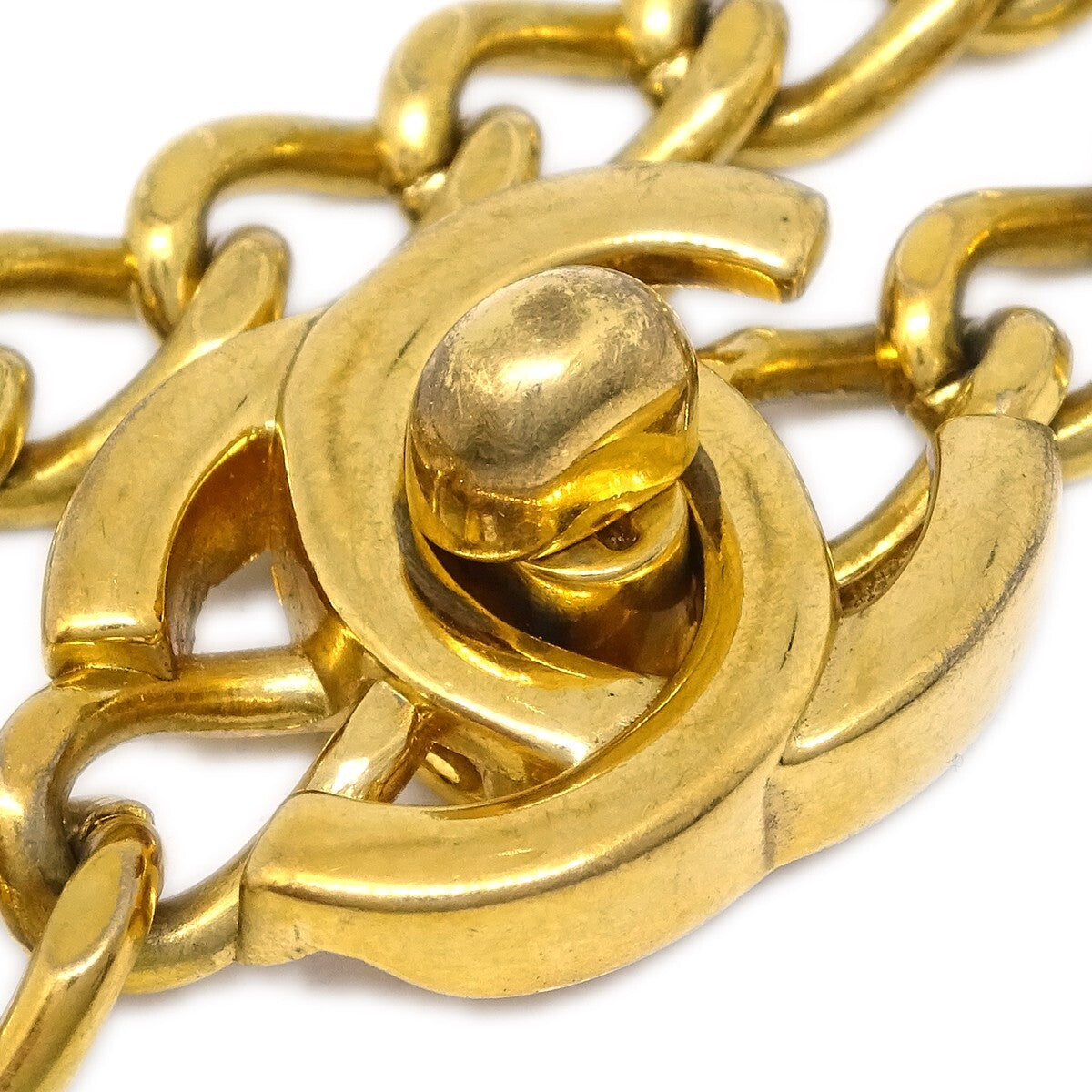 Chanel Vintage Cc Turnlock Chain Metal Gold Gold_Plated Bracelet Jewelry (Pre-Owned)