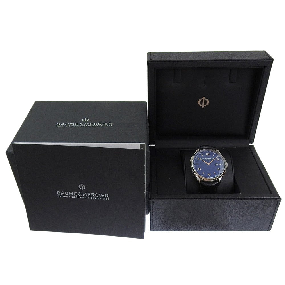 Baume & Mercier Clifton Stainless Steel And Leather Watch (Pre-Owned)