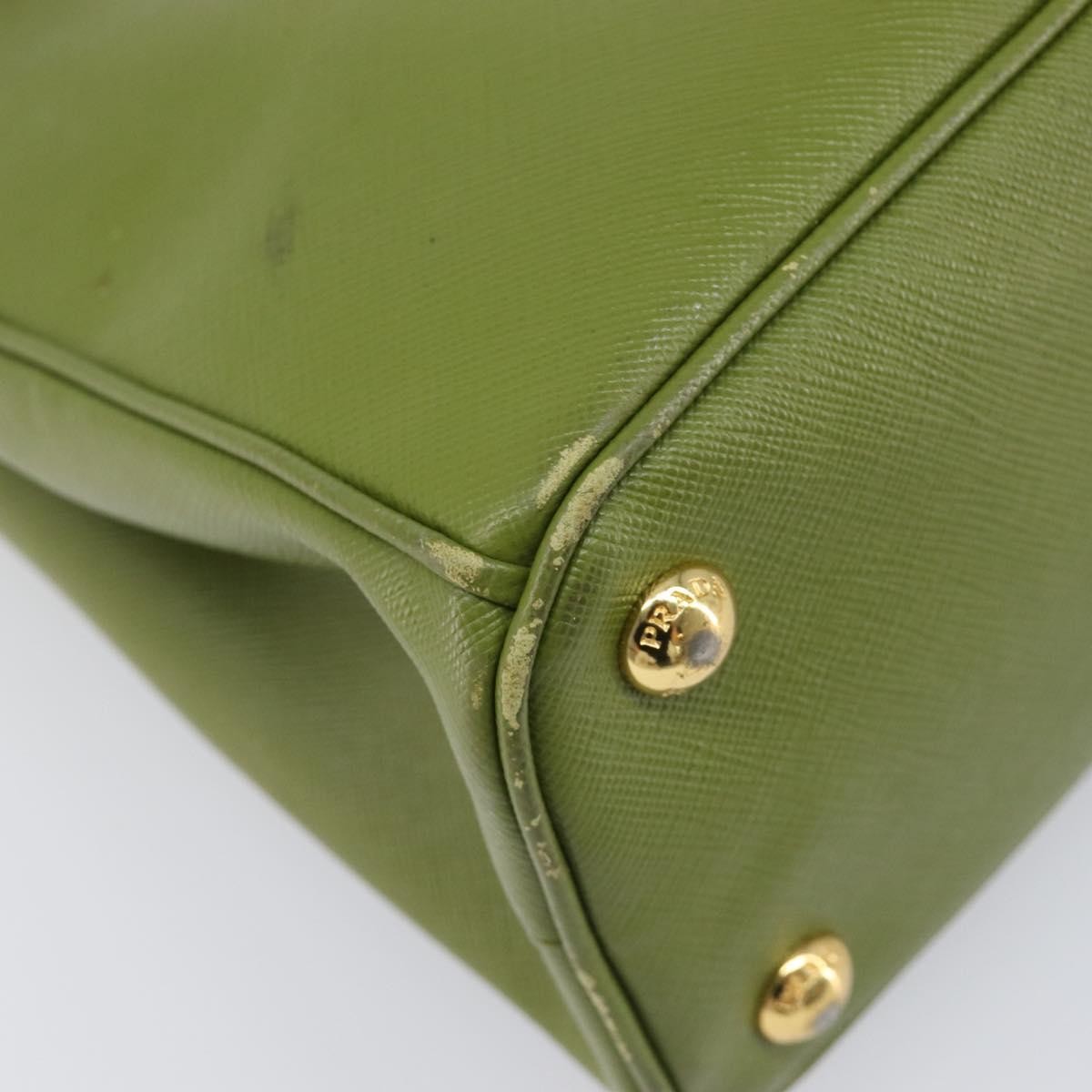 Prada Galleria  Strap Leather Green Leather Handbag (Pre-Owned)