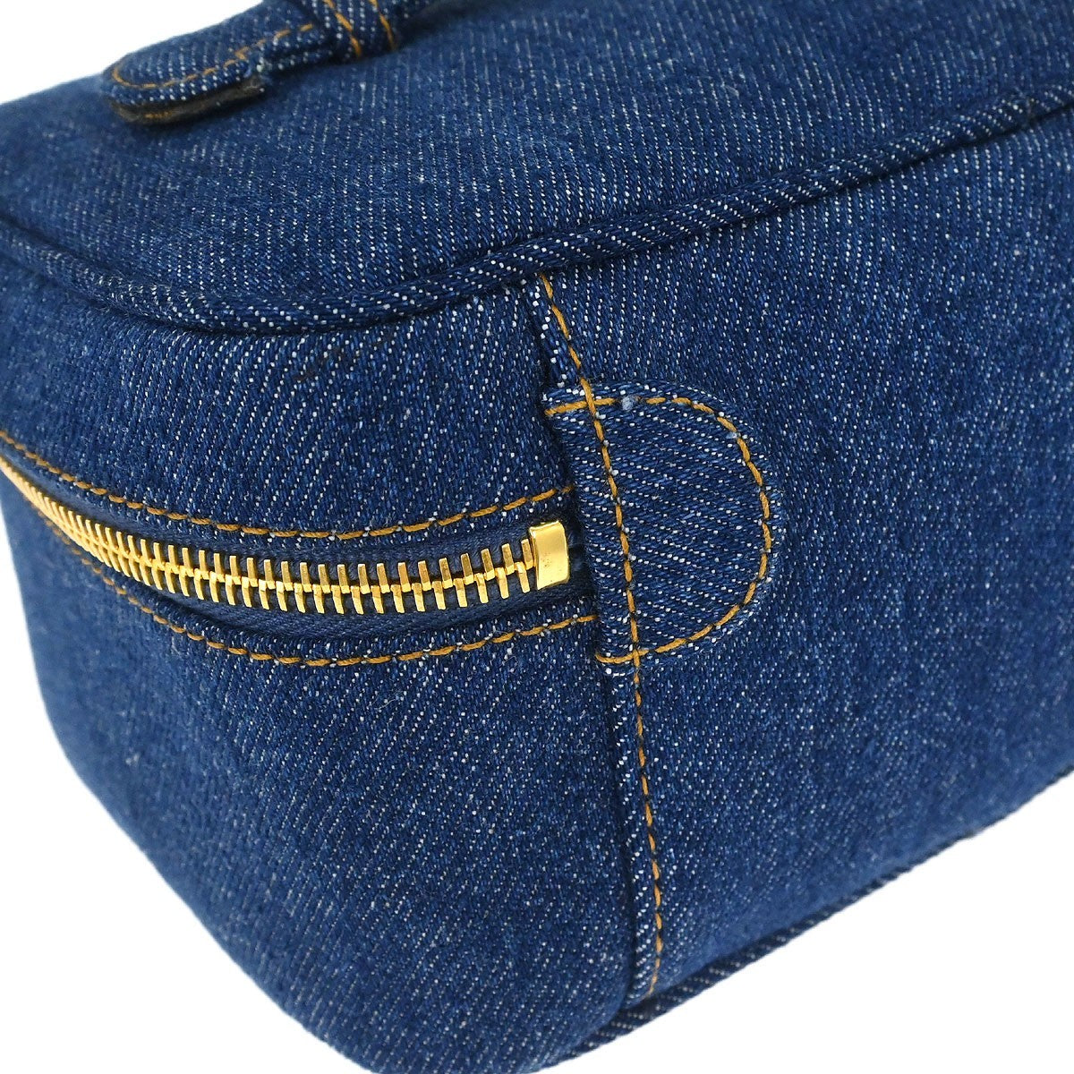 Chanel Vintage Timeless Cosmetic Case Denim Blue Denim_Jeans Handbag (Pre-Owned)