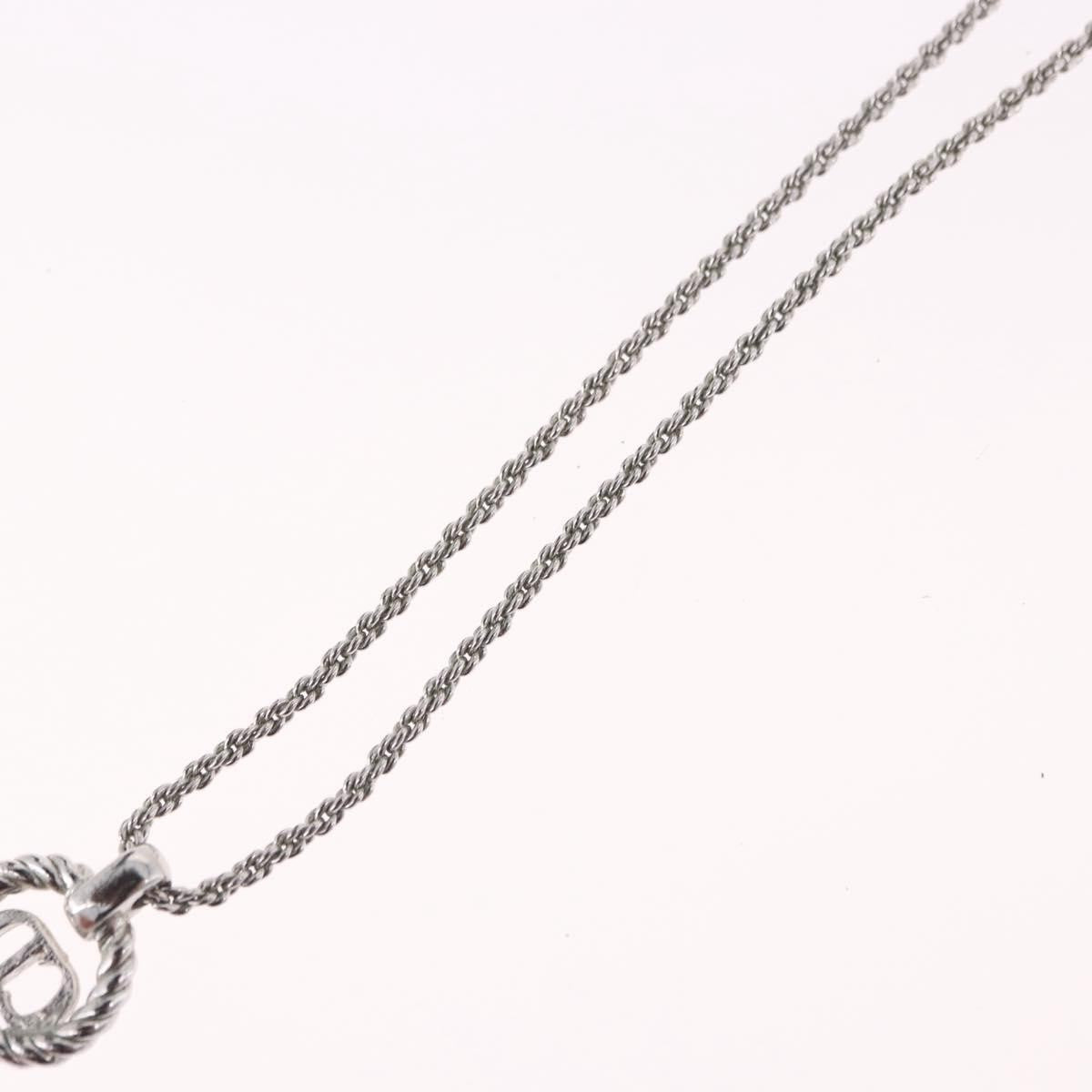 Christian Dior Vintage Circle Pendant Metal Silver Metal Necklace Jewelry (Pre-Owned)