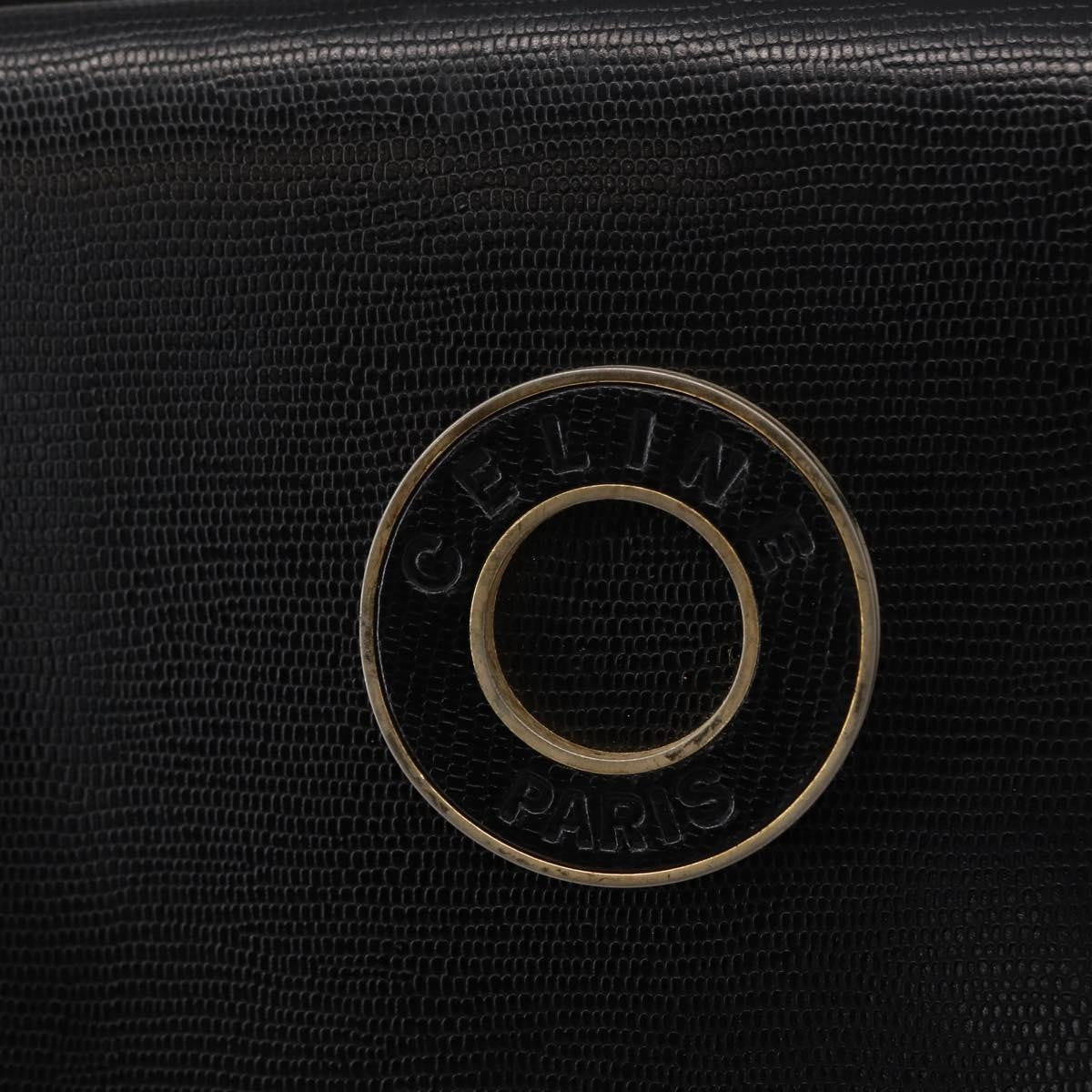Celine Vintage Circle Logo Leather Black Leather Shoulder Bag Bag (Pre-Owned)