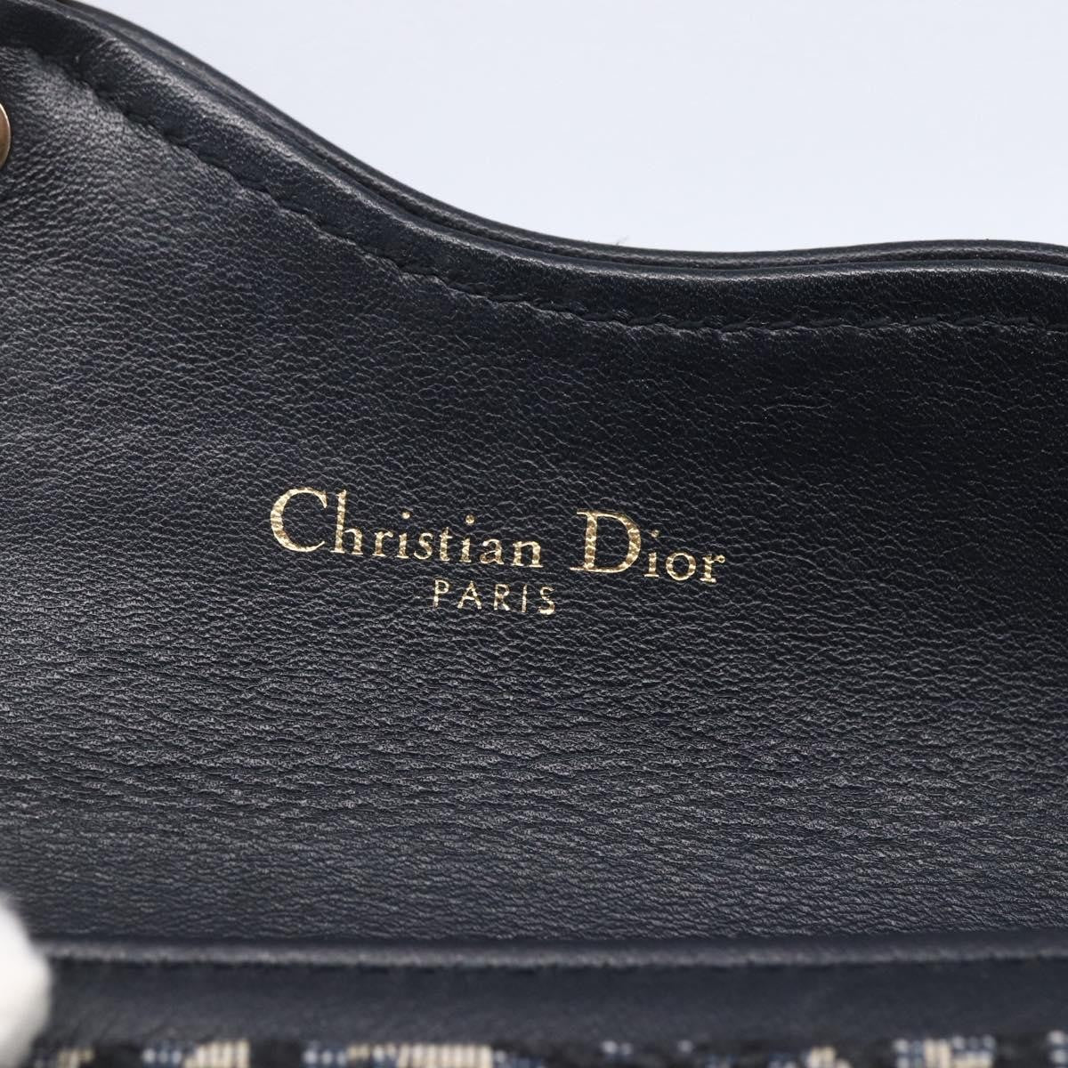 Christian Dior Saddle Card Case Oblique Canvas Navy Canvas Card Holders Accessory (Pre-Owned)