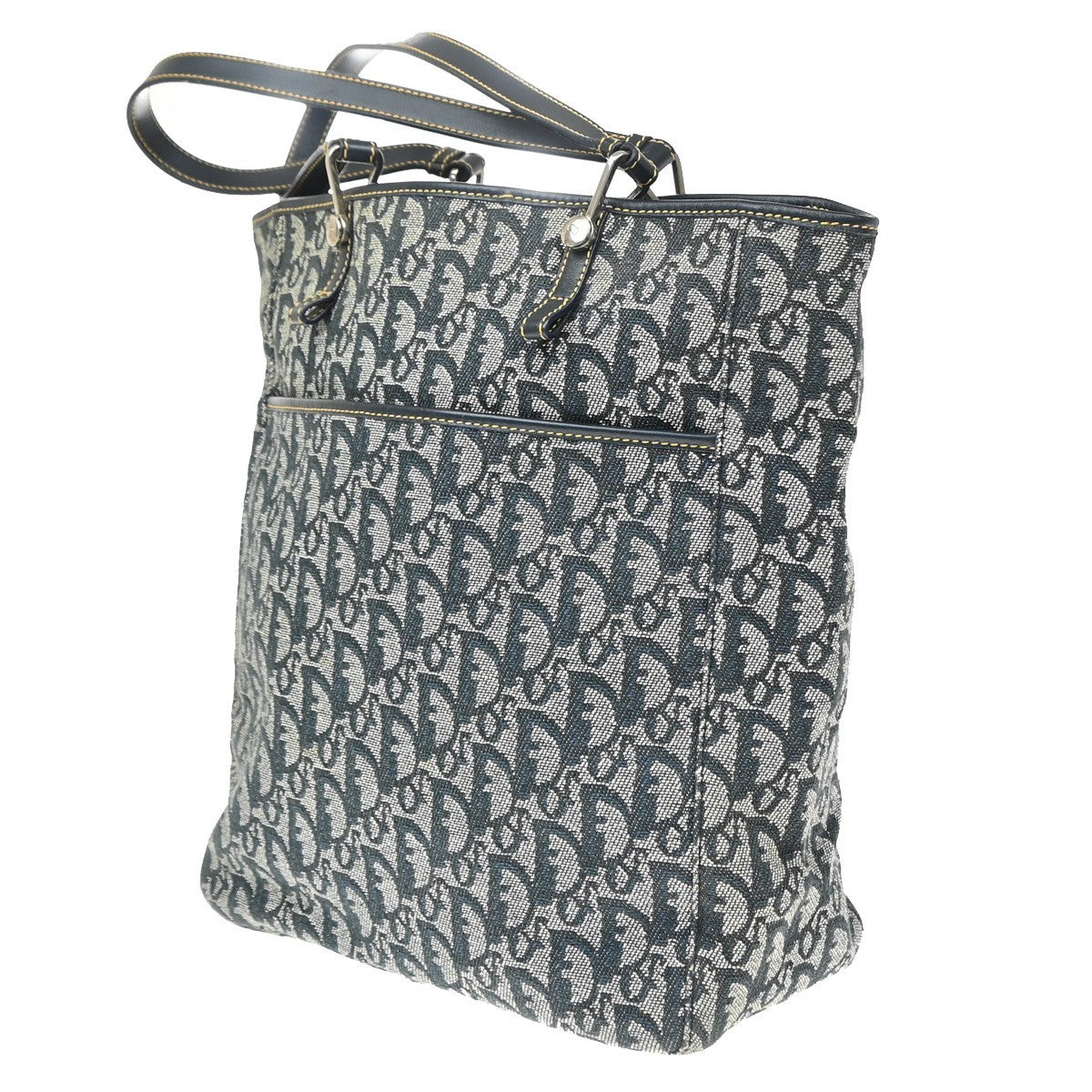 Christian Dior Vintage Open Pocket Diorissimo Canvas Navy Canvas Tote Bag Bag (Pre-Owned)