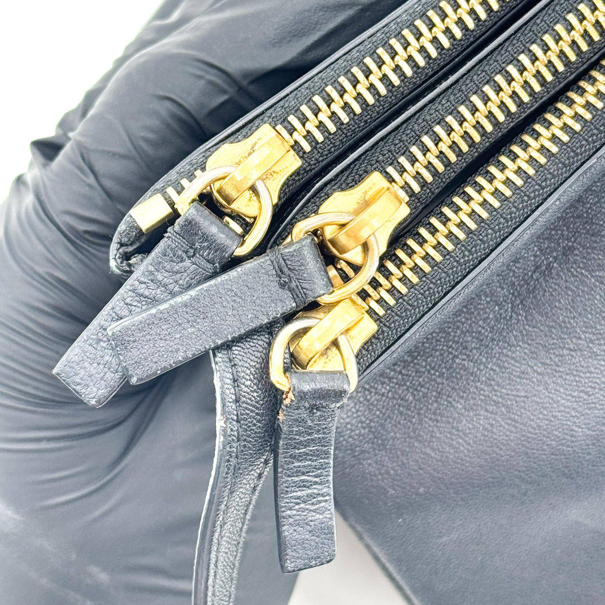 Celine Trio Leather Black Leather Crossbody Bag Bag (Pre-Owned)