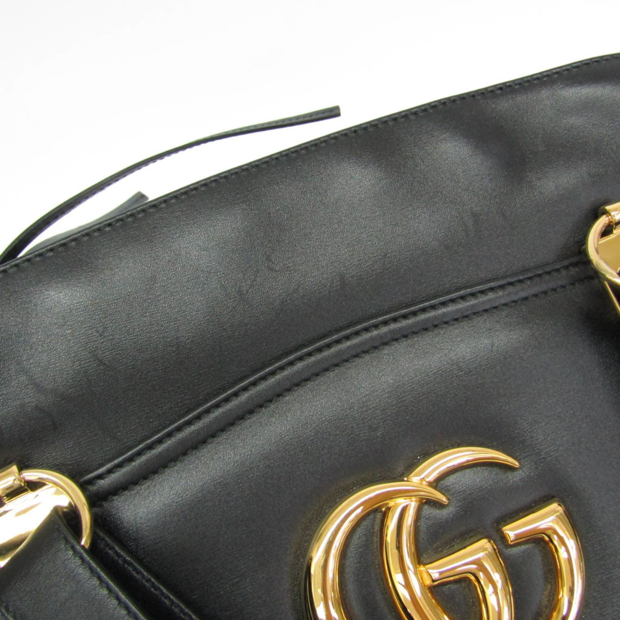Gucci Arli Top Handle Leather Black Leather Handbag (Pre-Owned)