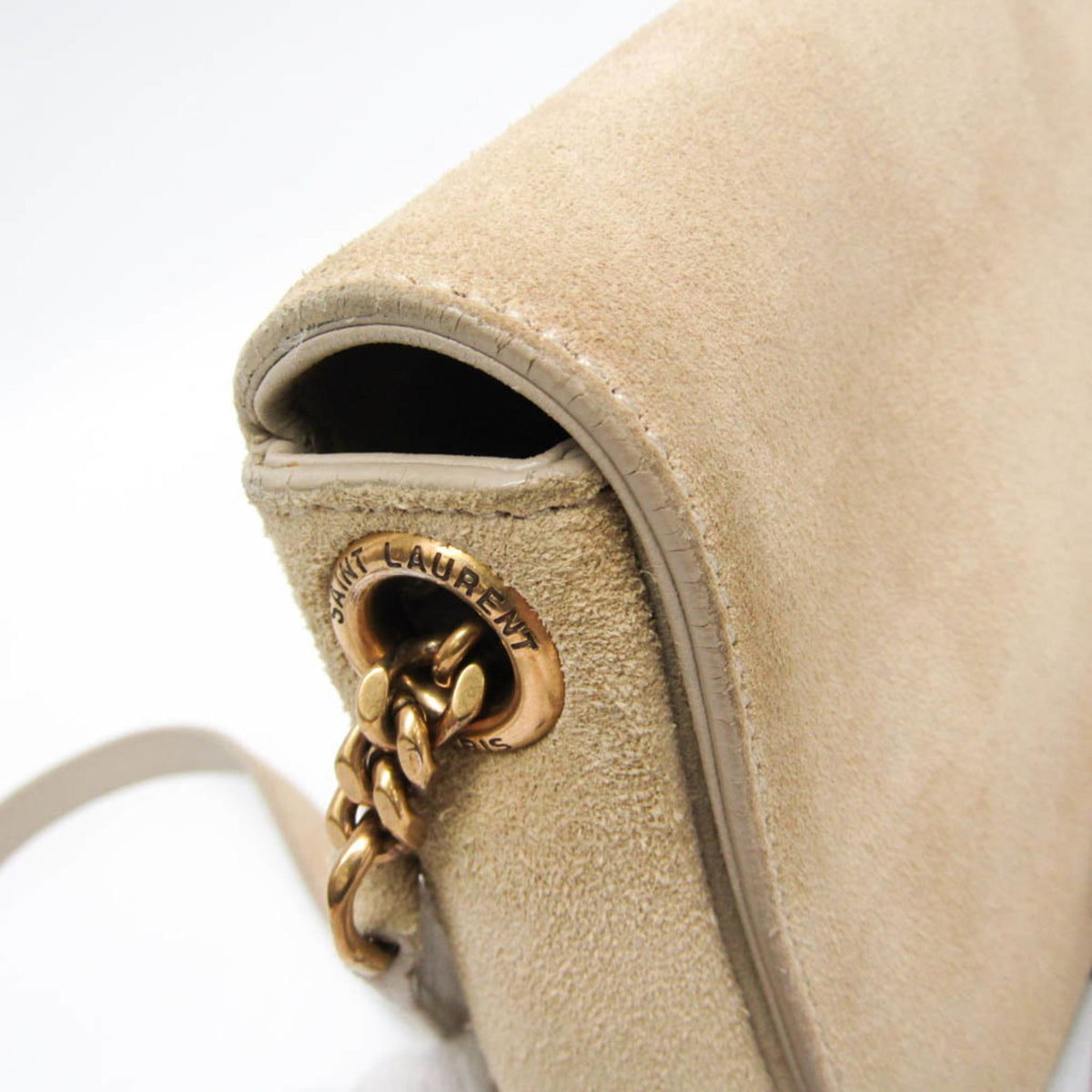 Saint Laurent Classic Monogram Tassel Clutch Suede Beige Suede Clutche & Pouche Bag (Pre-Owned)