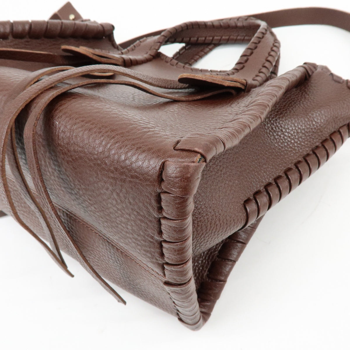 Chloe Mony Leather Brown Leather Tote Bag Bag (Pre-Owned)