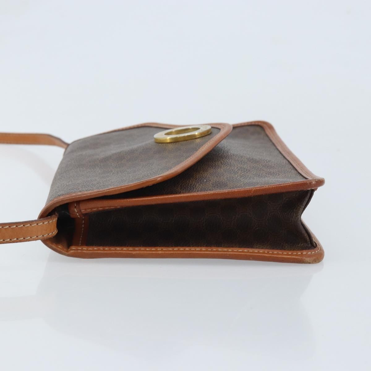 Celine Vintage Macadam Circle Logo Canvas And Leather Brown Canvas Shoulder Bag Bag (Pre-Owned)