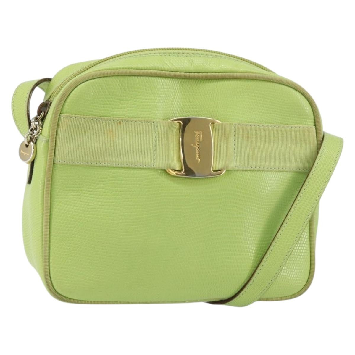 Salvatore Ferragamo Vala Leather Green Leather Shoulder Bag Bag (Pre-Owned)