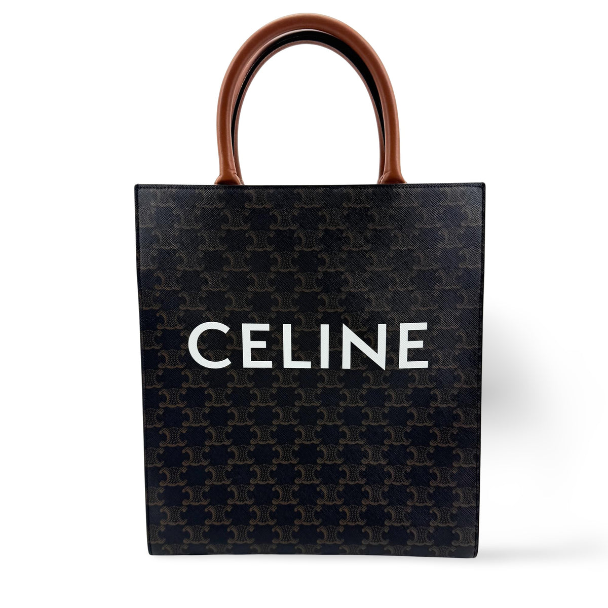 Celine Vertical Cabas Triomphe Coated Canvas Black Canvas Tote Bag Bag (Pre-Owned)