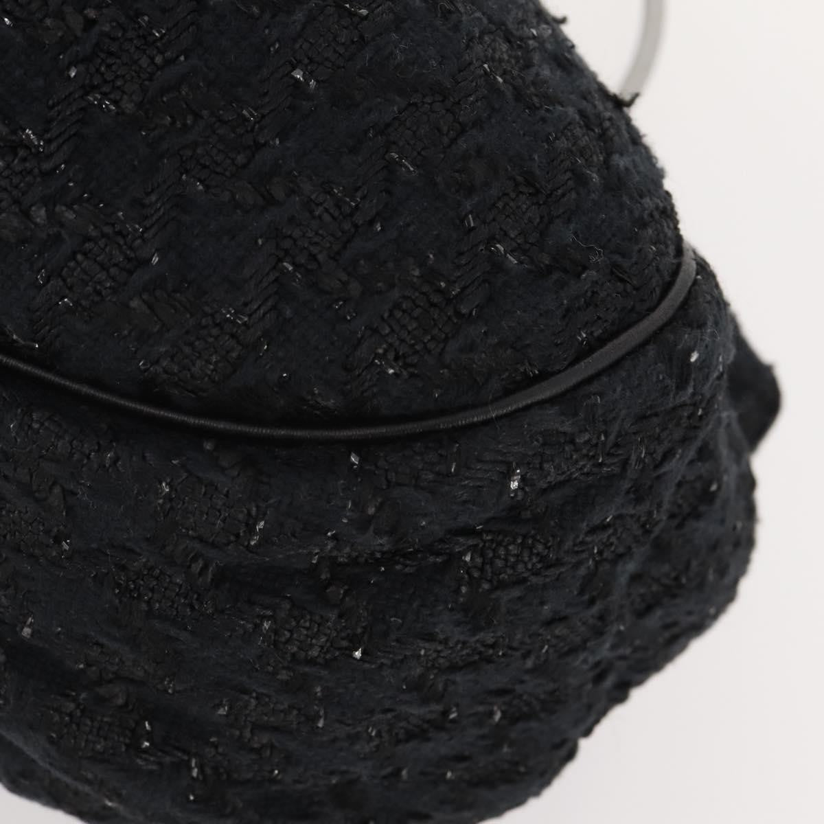 Chanel Knitting Satchel Boucle Tweed Black Tweed Handbag (Pre-Owned)