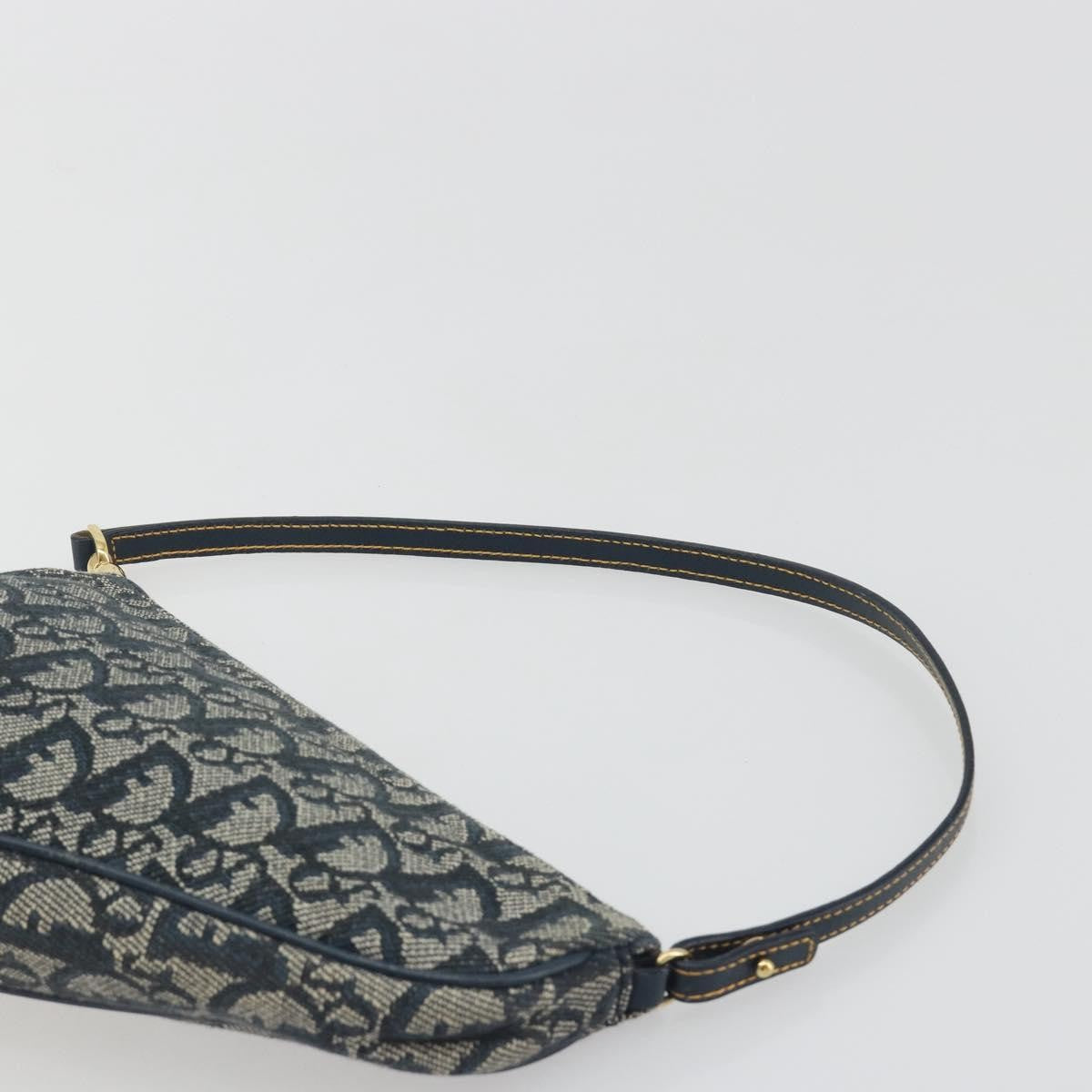Christian Dior Vintage Saddle Bag Canvas Navy Canvas Clutche & Pouche Bag (Pre-Owned)