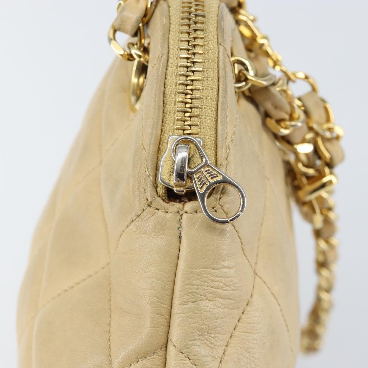Chanel Vintaghe Chain Quilted Caviar Beige Leather Shoulder Bag Bag (Pre-Owned)