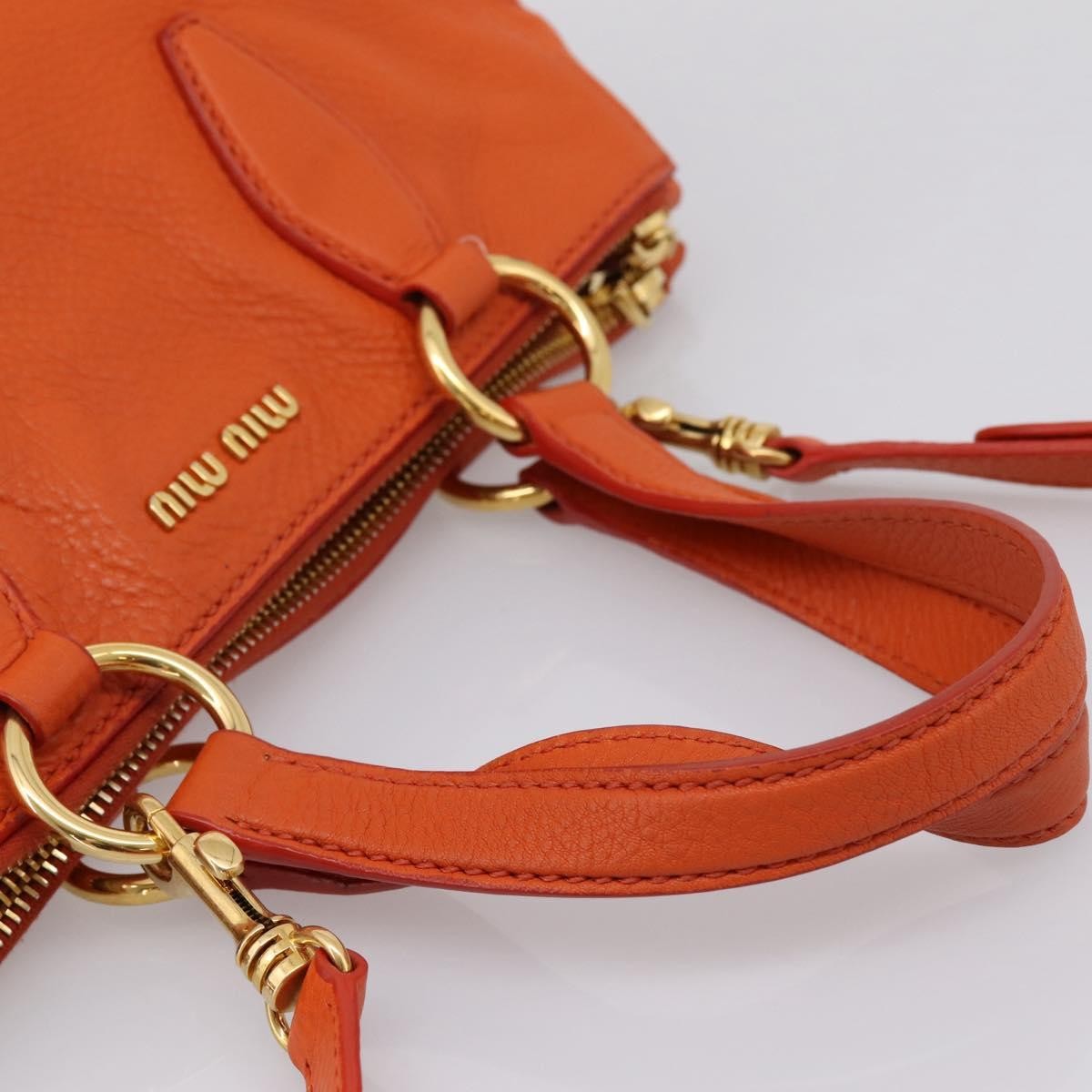 Miu Miu Caribou Convertible Tote Leather Orange Leather Handbag (Pre-Owned)
