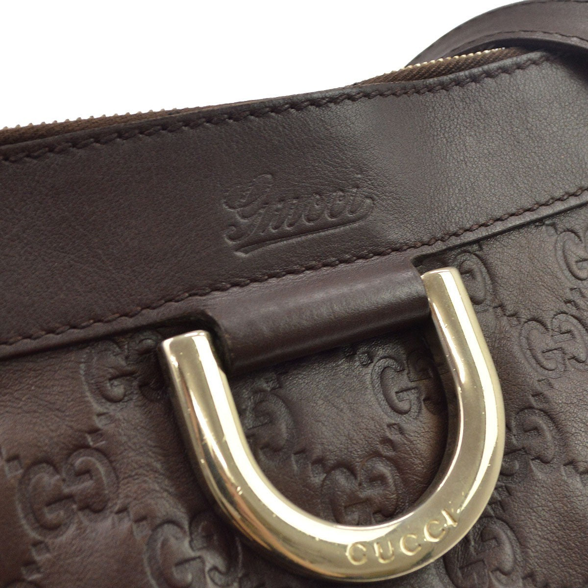 Gucci D Ring Messenger Guccissima Leather Brown Leather Shoulder Bag Bag (Pre-Owned)