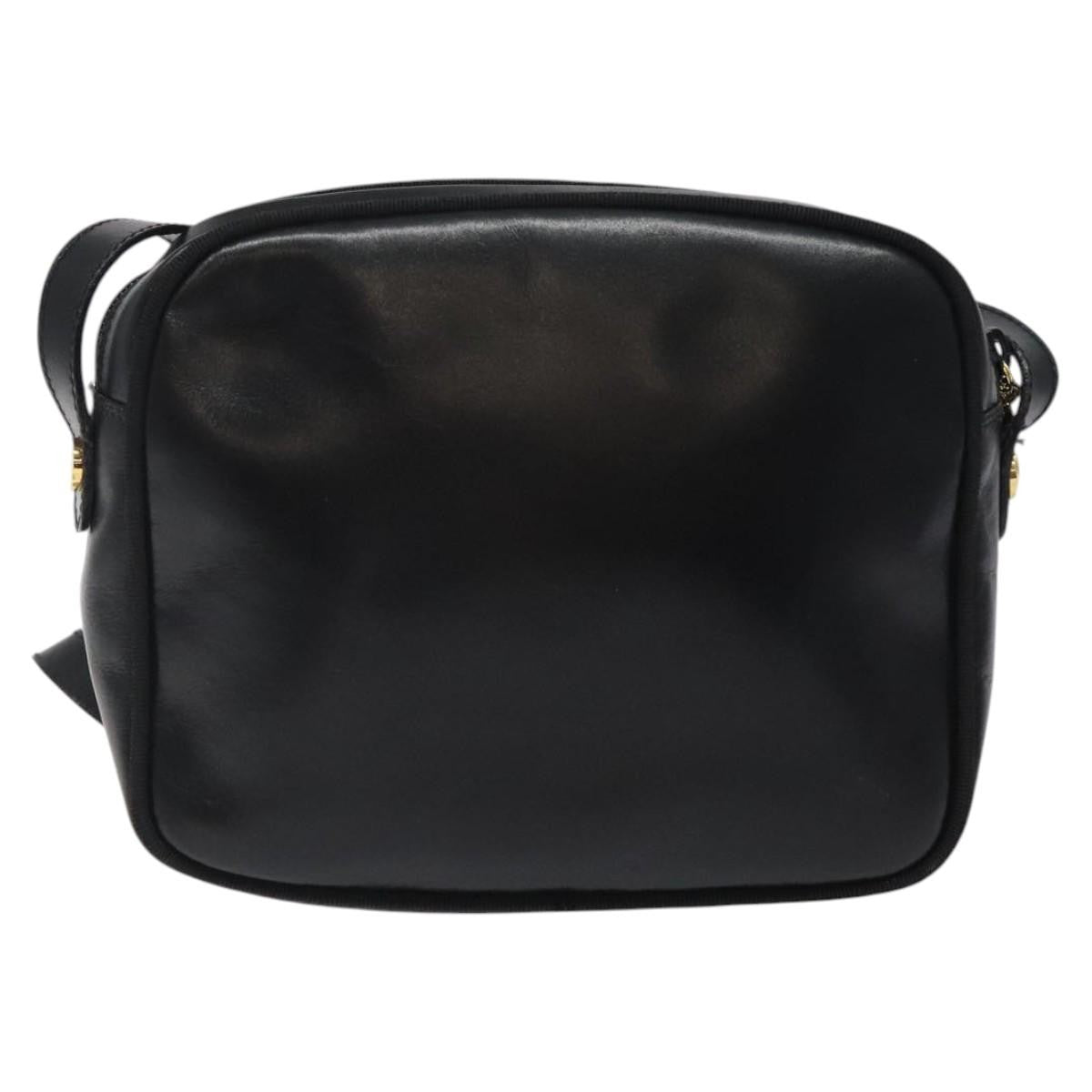 Salvatore Ferragamo Vara Bow Camera Leather Black Leather Shoulder Bag Bag (Pre-Owned)