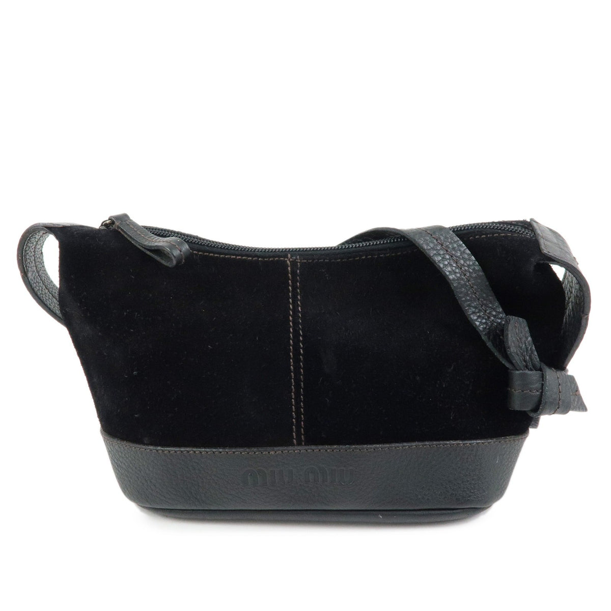 Miu Miu Shoulder Suede Black Suede Shoulder Bag Bag (Pre-Owned)