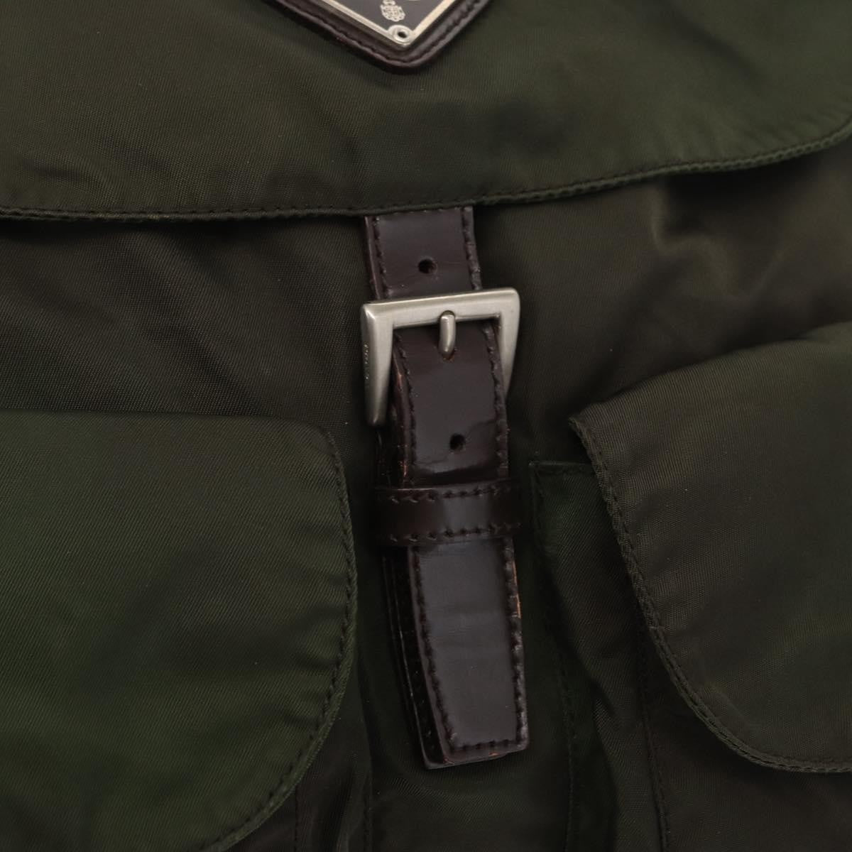 Prada Double Front Pocket Tessuto Khaki Nylon Backpack Bag (Pre-Owned)