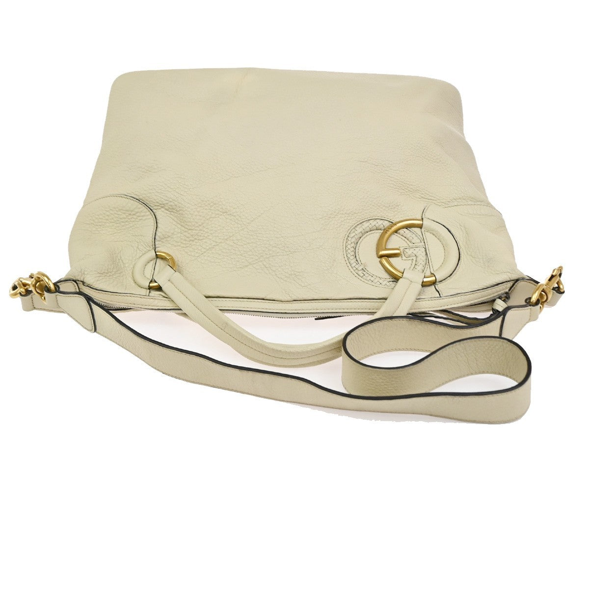 Gucci Twill Satchel Leather White Leather Shoulder Bag Bag (Pre-Owned)