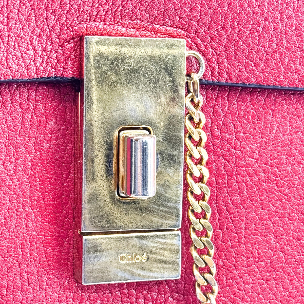 Chloe Drew Leather Red Leather Crossbody Bag Bag (Pre-Owned)