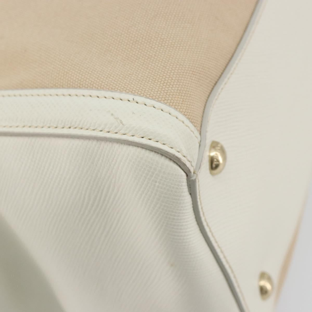 Prada Cuir Frame Convertible Canvas And Saffiano Leather Beige Canvas Tote Bag Bag (Pre-Owned)