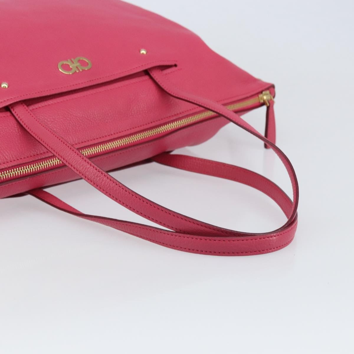 Salvatore Ferragamo Gancini Tote Leather Pink Leather Tote Bag Bag (Pre-Owned)