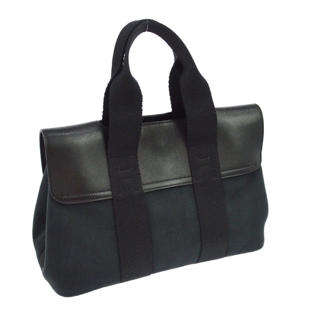 Hermes Valparaiso East West Toile And Leather Black Canvas Handbag (Pre-Owned)
