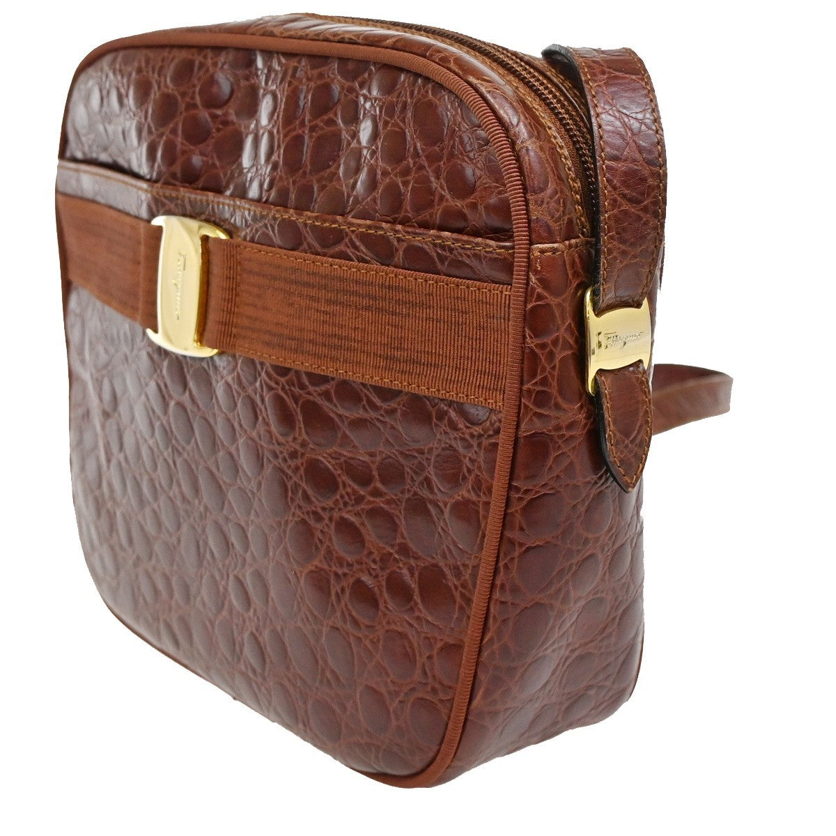 Salvatore Ferragamo Vala Leather Brown Leather Shoulder Bag Bag (Pre-Owned)