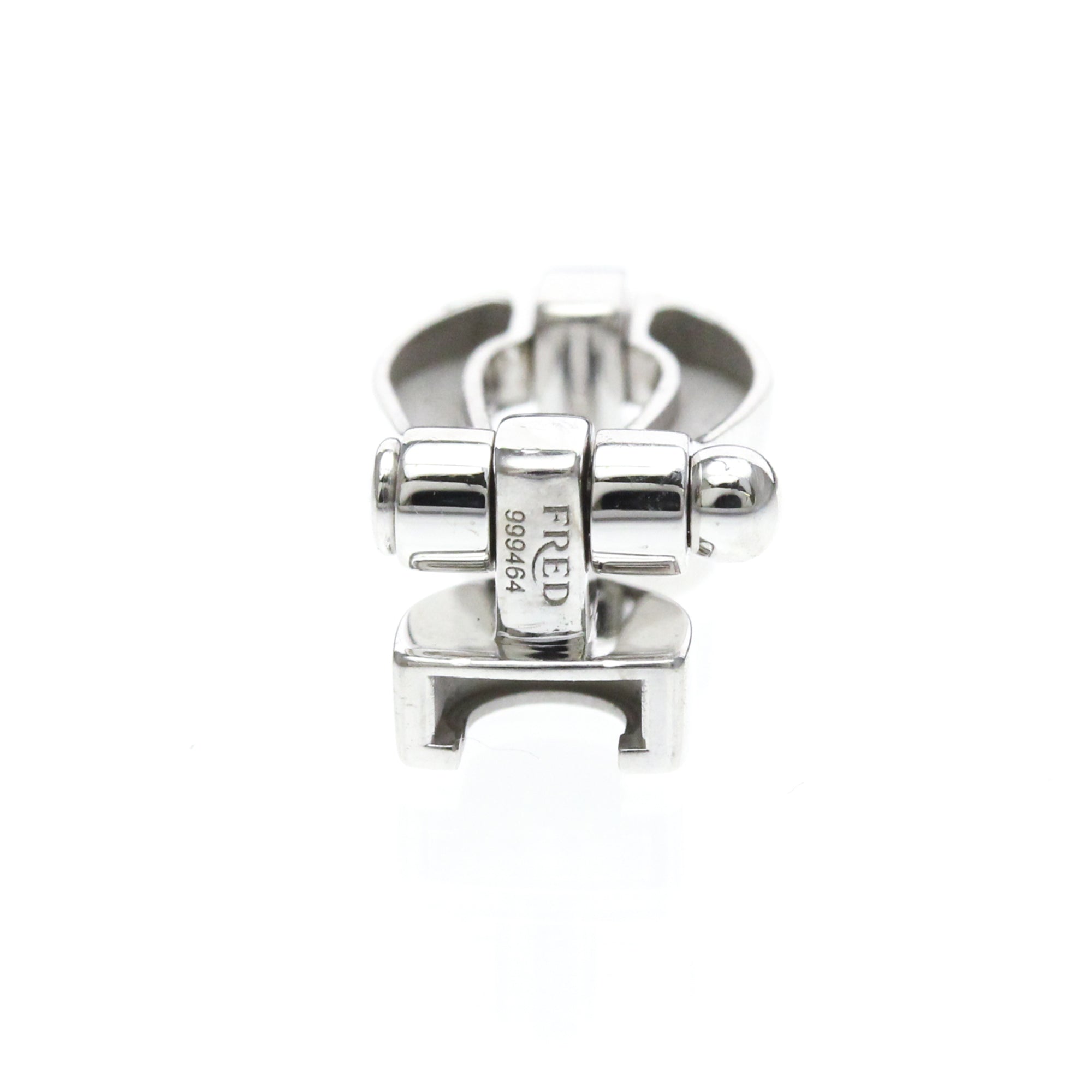 Fred Paris Force 10 Woven Cord With Stainless Steel And 18K White Gold Silver White_Gold Bracelet Jewelry (Pre-Owned)