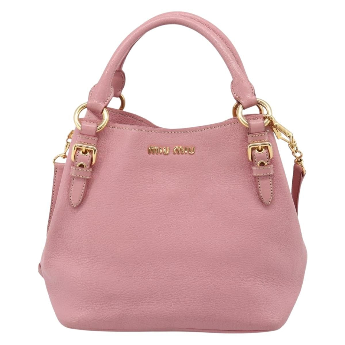 Miu Miu Madras Convertible Leather Pink Leather Tote Bag Bag (Pre-Owned)