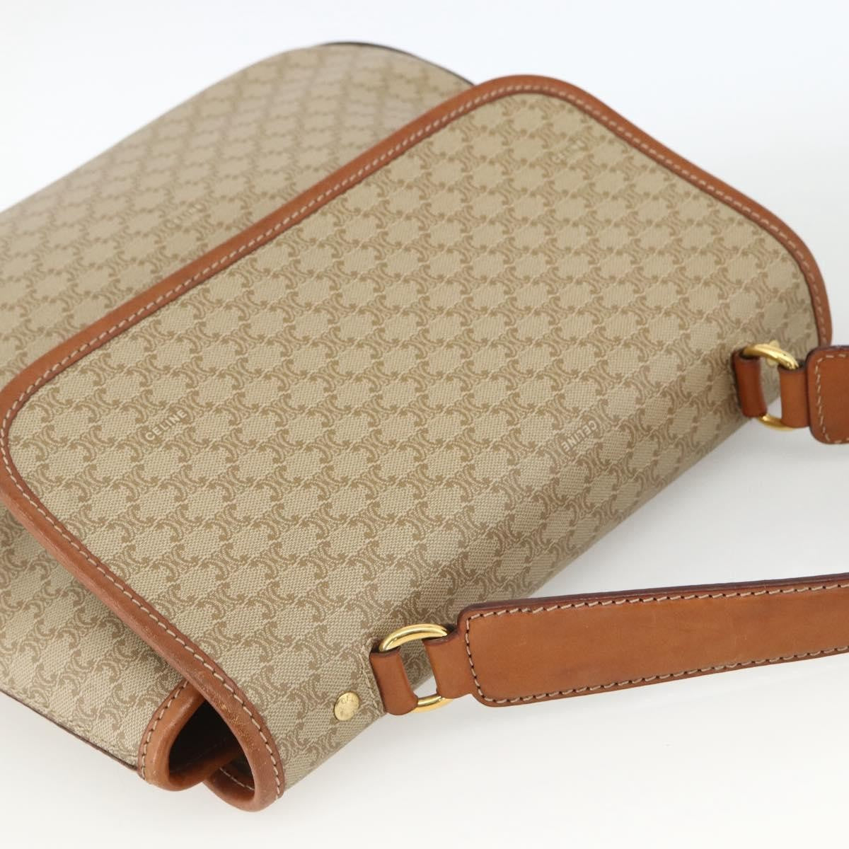 Celine Vintage Macadam Canvas And Leather Beige Canvas Handbag (Pre-Owned)