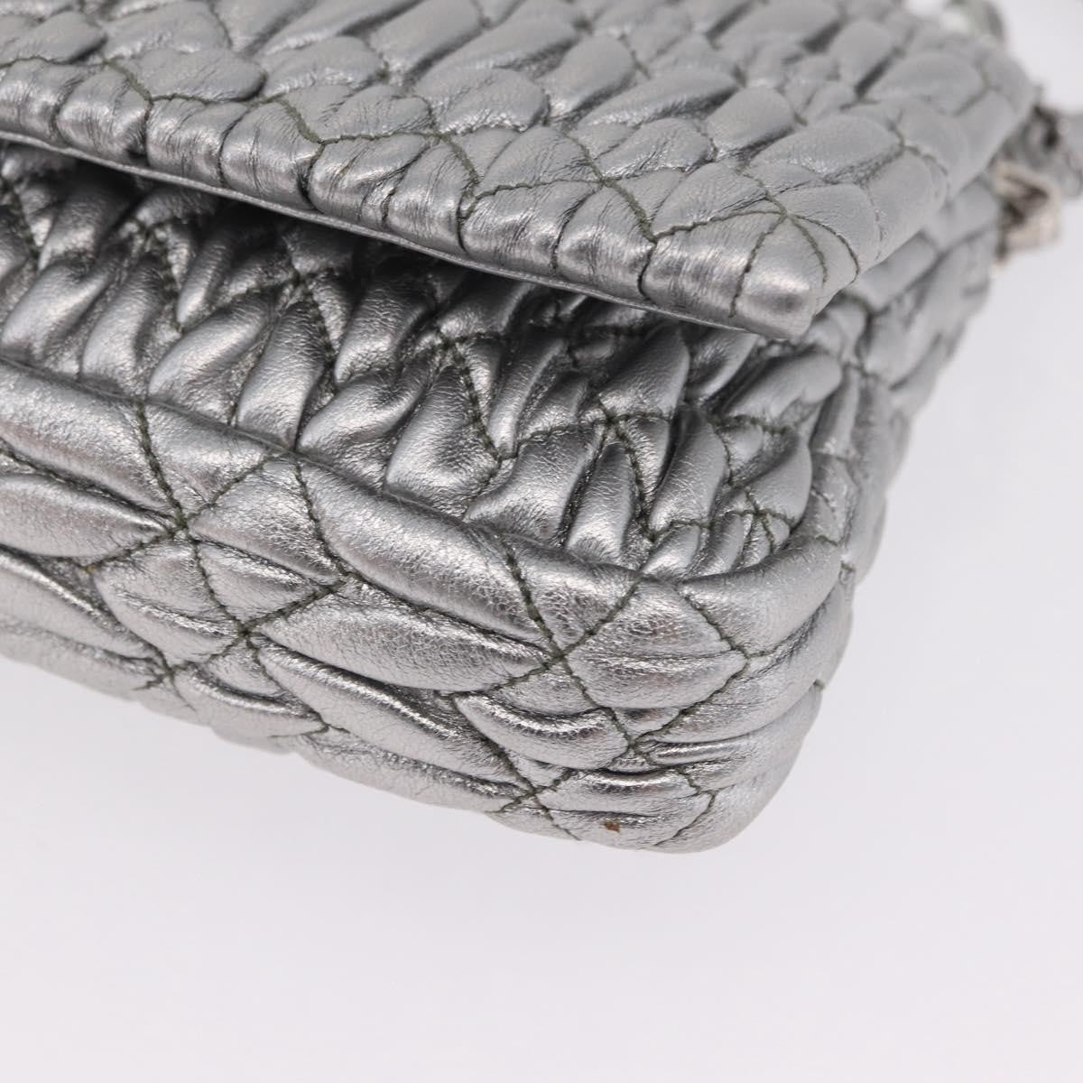 Miu Miu Crystal Clutch Matelasse Leather Silver Leather Clutche & Pouche Bag (Pre-Owned)