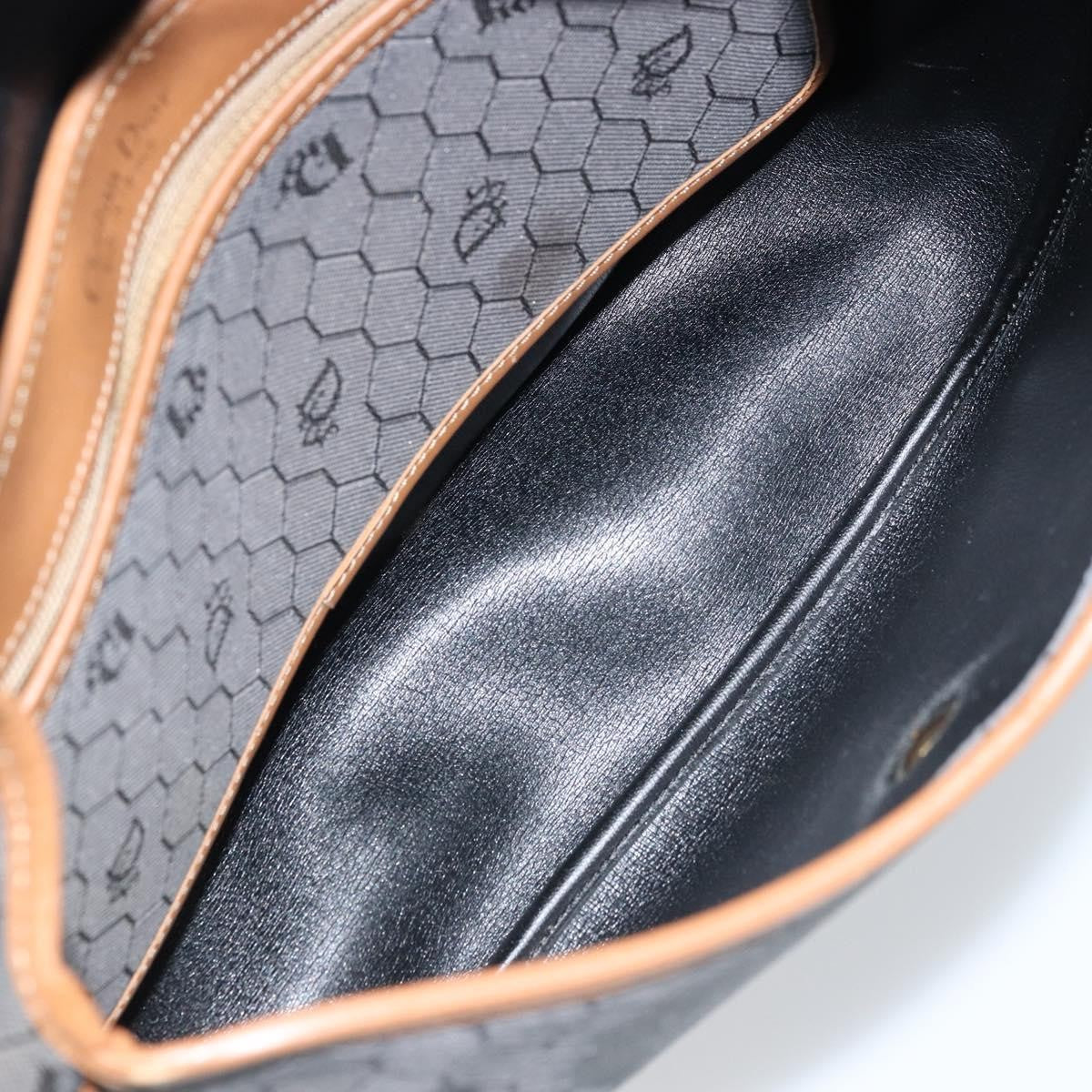 Christian Dior Vintage Honeycomb Flap Canvas And Leather Black Canvas Shoulder Bag Bag (Pre-Owned)