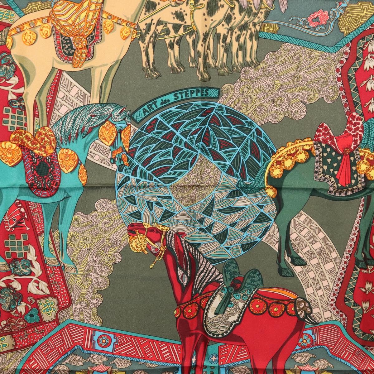 Hermes Carré 90 Silk Multicolor Khaki Silk Scarve & Shawl Accessory (Pre-Owned)
