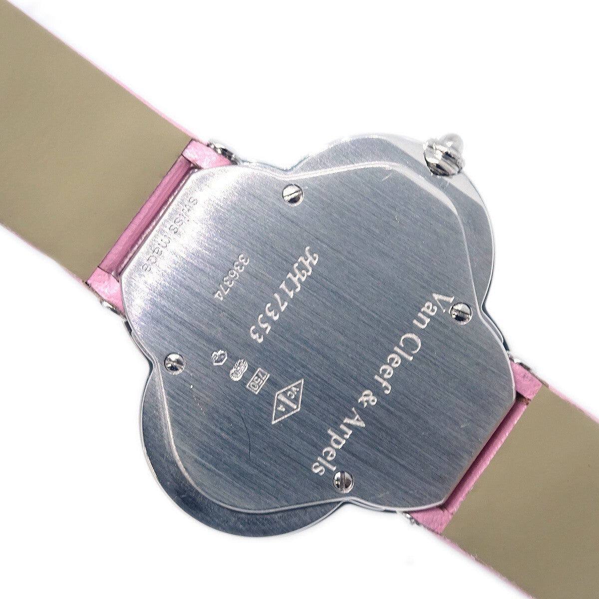 Van Cleef & Arpels Alhambra Quartz White Gold And Satin With Diamond Bezel And Mother Of Pearl Watch (Pre-Owned)