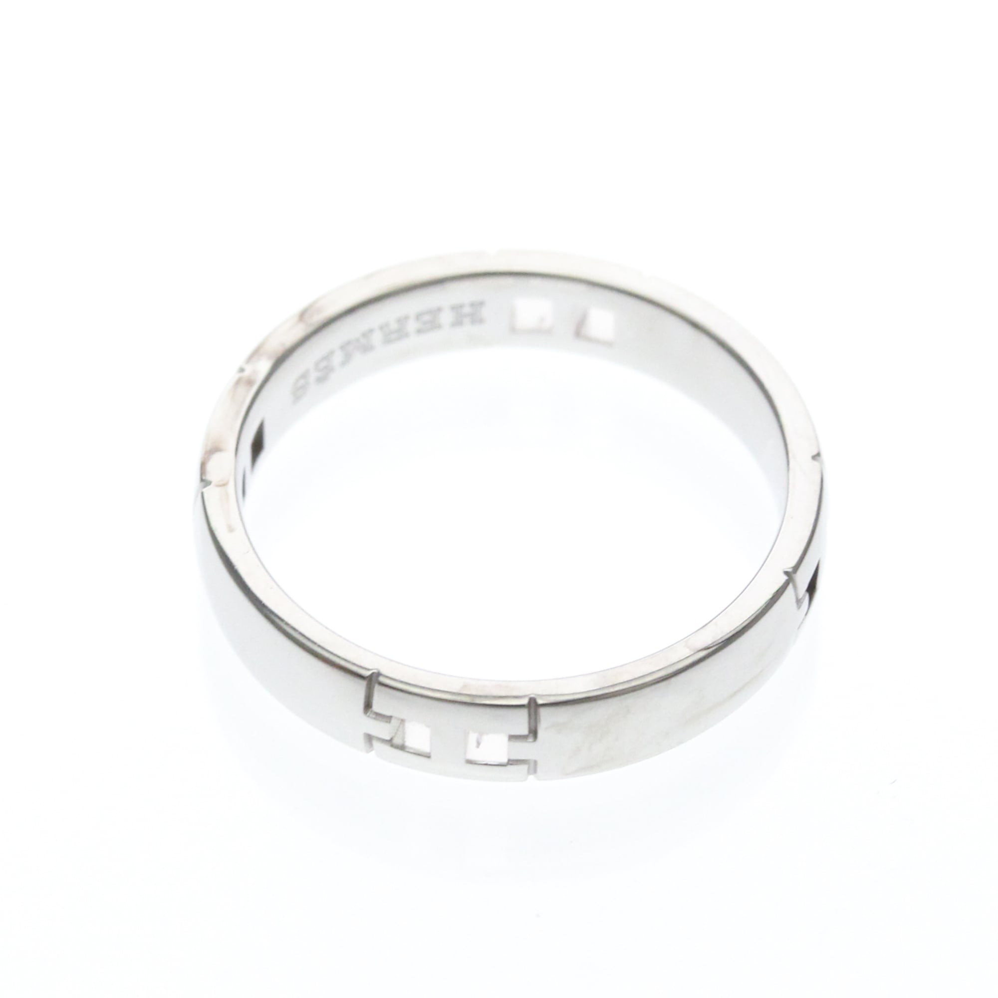 Hermes Hercules 18K White Gold Silver White_Gold Ring Jewelry (Pre-Owned)