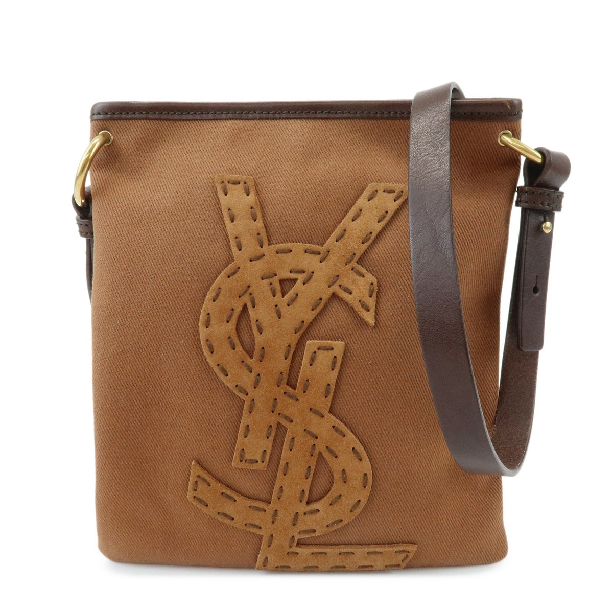 Saint Laurent Kahara Cassandra Canvas Brown Canvas Shoulder Bag Bag (Pre-Owned)