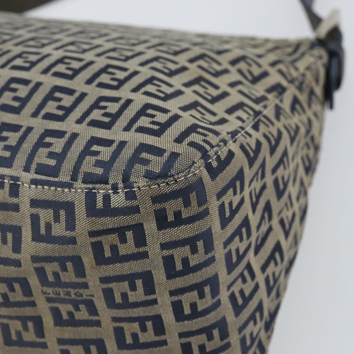 Fendi Mamma Baguette Zucca Jacquard Velvet Navy Canvas Shoulder Bag Bag (Pre-Owned)