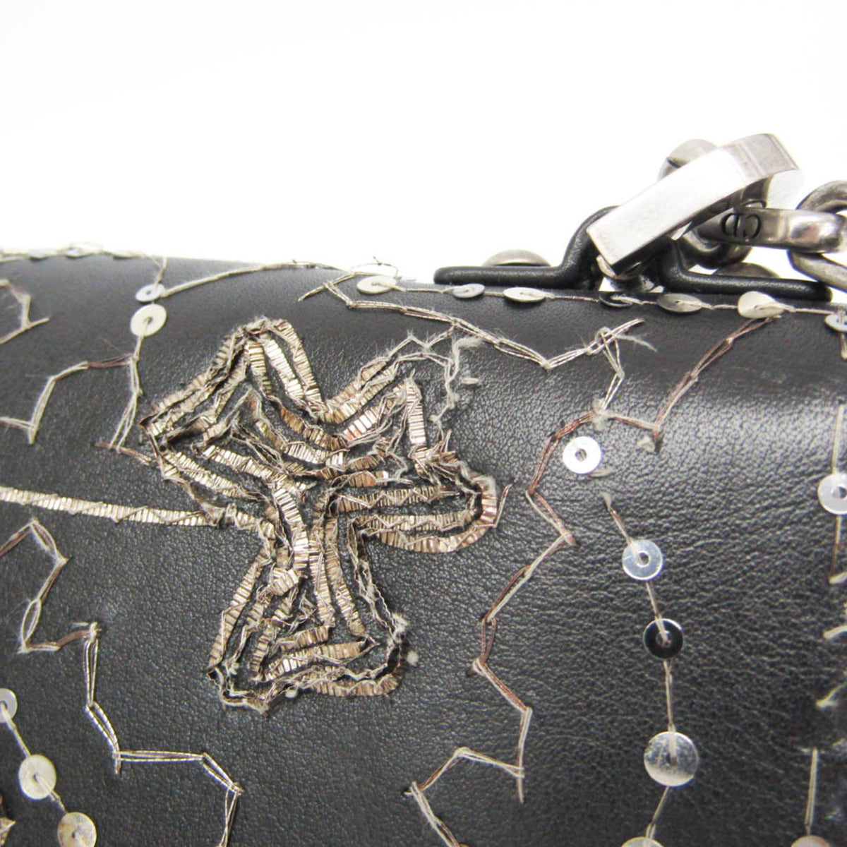 Christian Dior J'adior Flap Embellished Leather Black Leather Handbag (Pre-Owned)