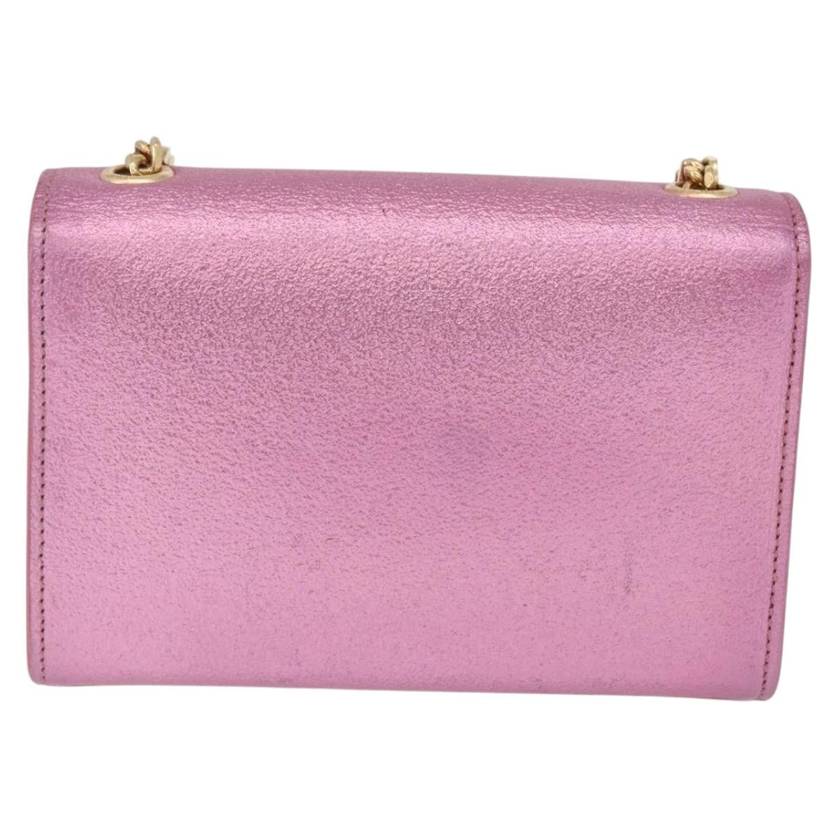 Saint Laurent Classic Monogram Metallic Leather Pink Leather Crossbody Bag Bag (Pre-Owned)