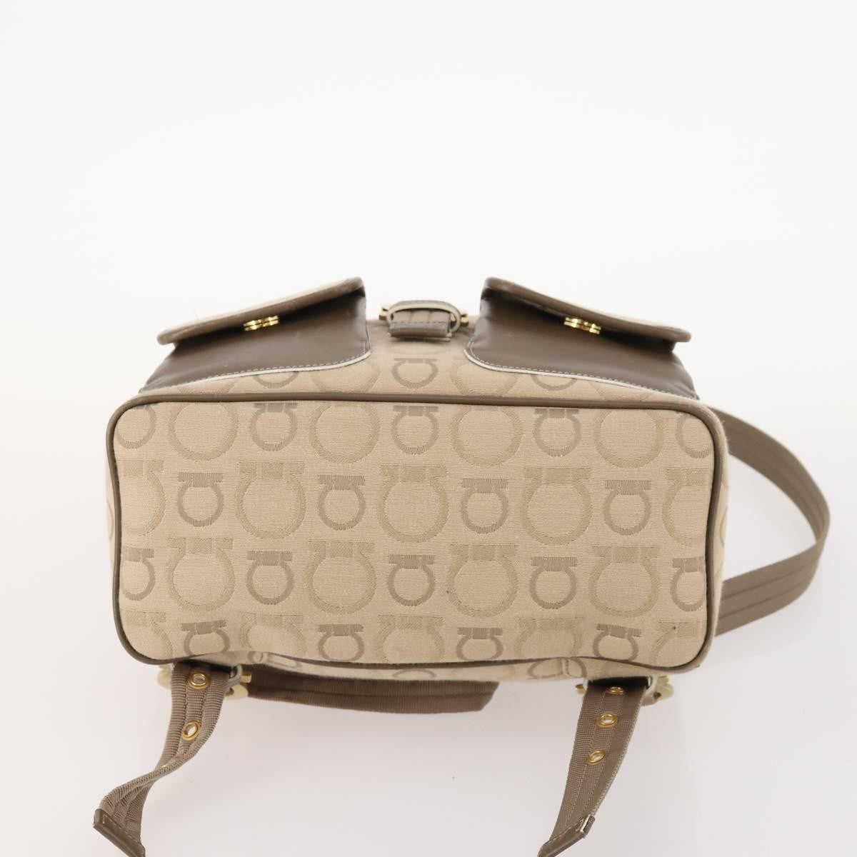 Salvatore Ferragamo Gancini Canvas Beige Canvas Backpack Bag (Pre-Owned)