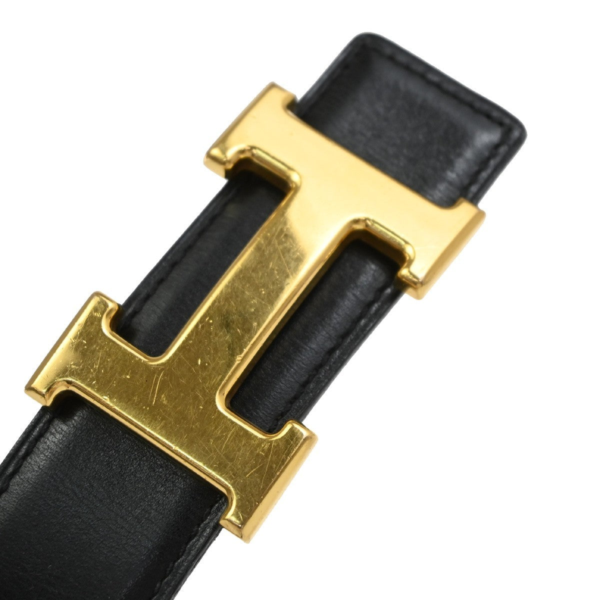 Hermes Constance Reversible Belt Leather Black Leather Belts Accessory (Pre-Owned)