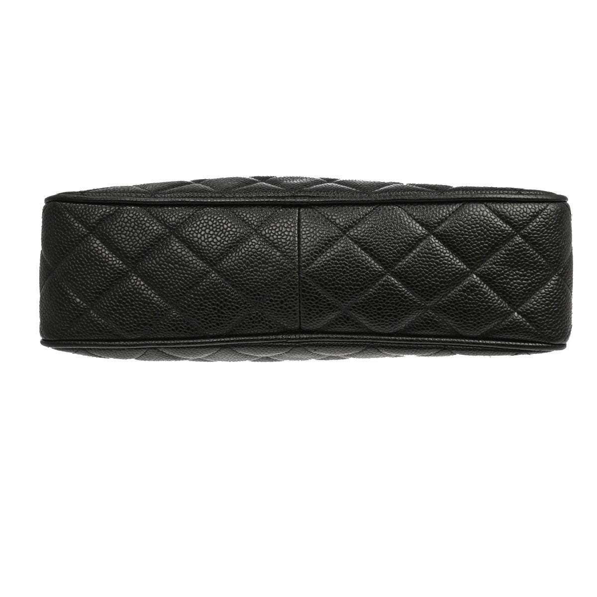 Chanel Vintage Front Pocket Quilted Caviar Black Leather Shoulder Bag Bag (Pre-Owned)