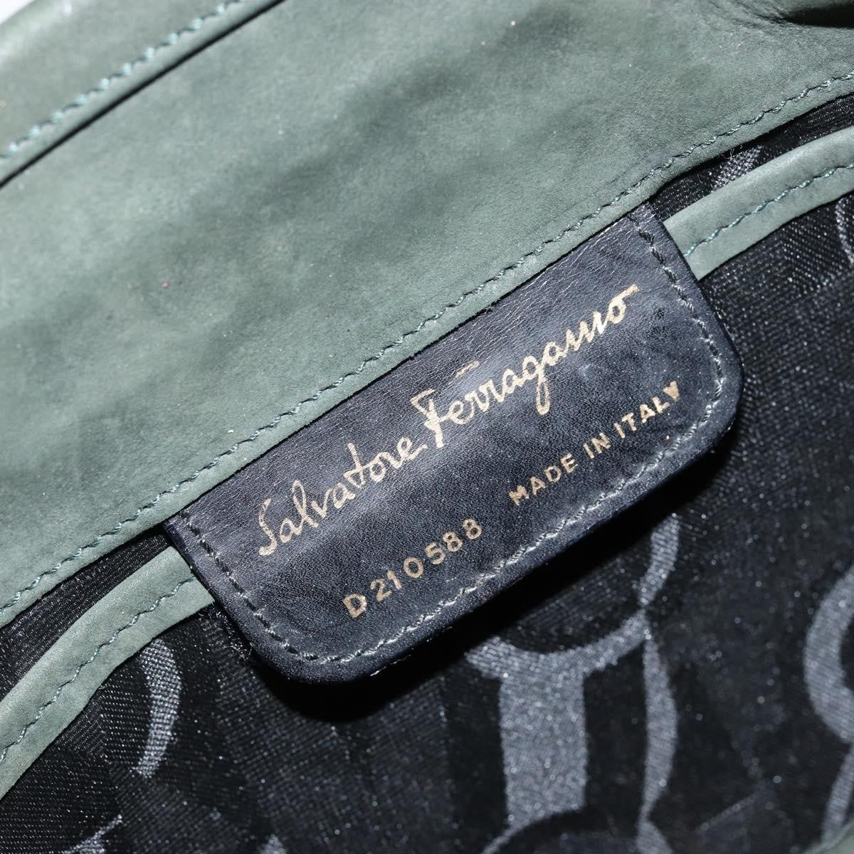 Salvatore Ferragamo Vala Suede Khaki Suede Shoulder Bag Bag (Pre-Owned)