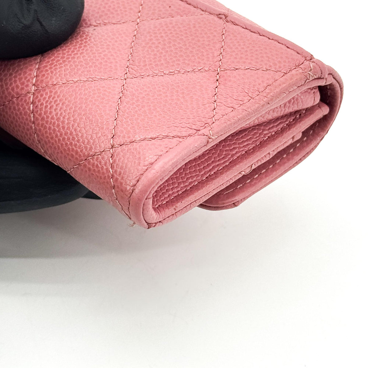 Chanel Classic Flap Card Case Quilted Caviar Pink Leather Card Holders Accessory (Pre-Owned)