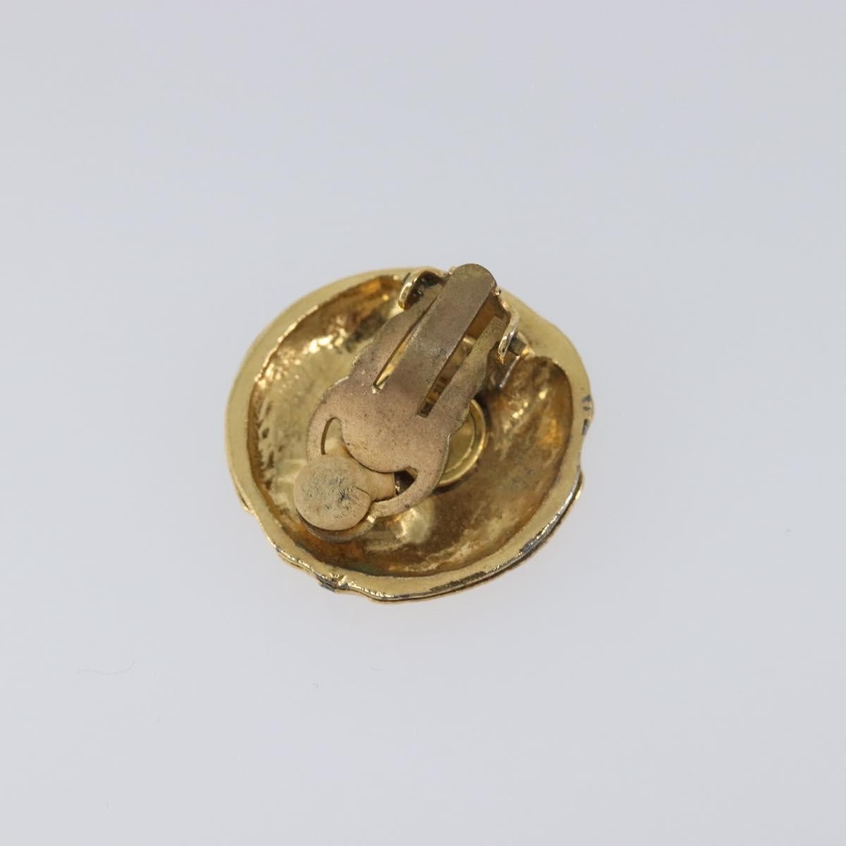 Chanel Vintage Cc Round Clip-On Metal Gold Metal Earrings Jewelry (Pre-Owned)