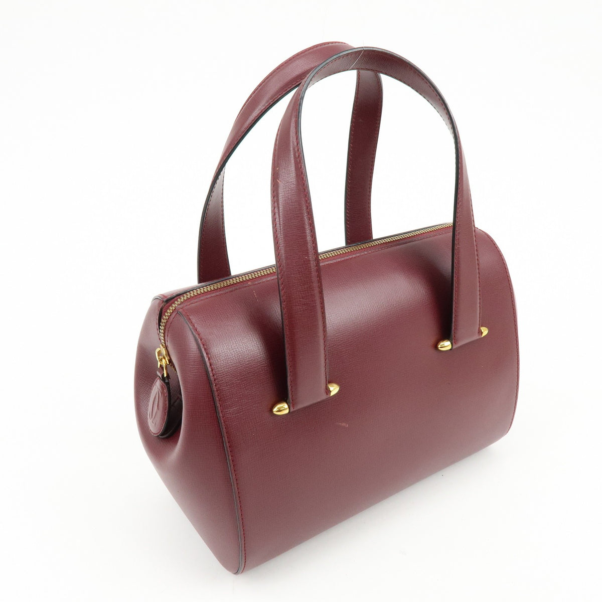 Cartier Must De Cartier Boston Leather Burgundy Leather Travel Bag Bag (Pre-Owned)